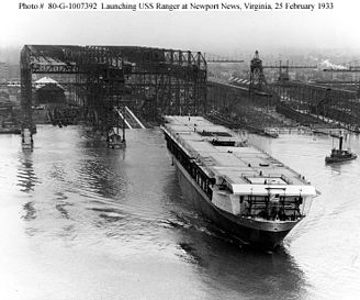 USS Ranger, the first ship designed and built from the keel up as an aircraft carrier, is launched.